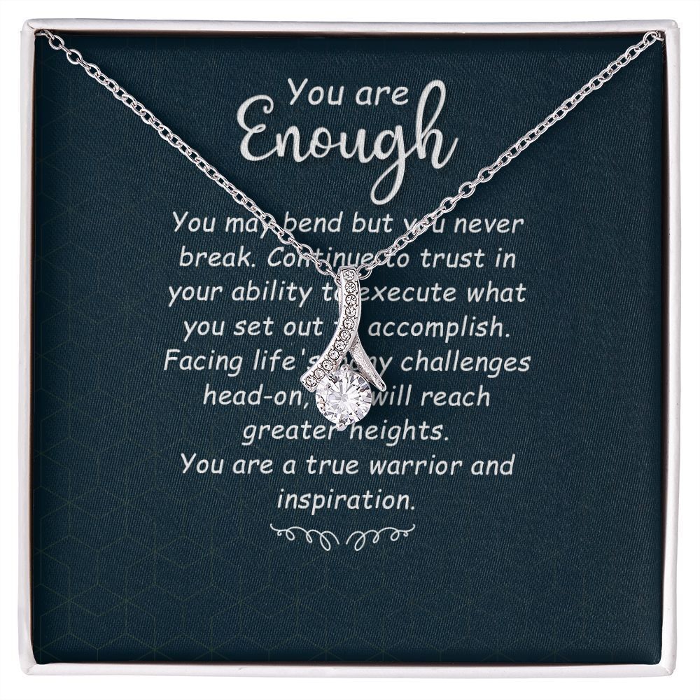 You're Enough Ribbon Necklace Silver Tone Standard Box